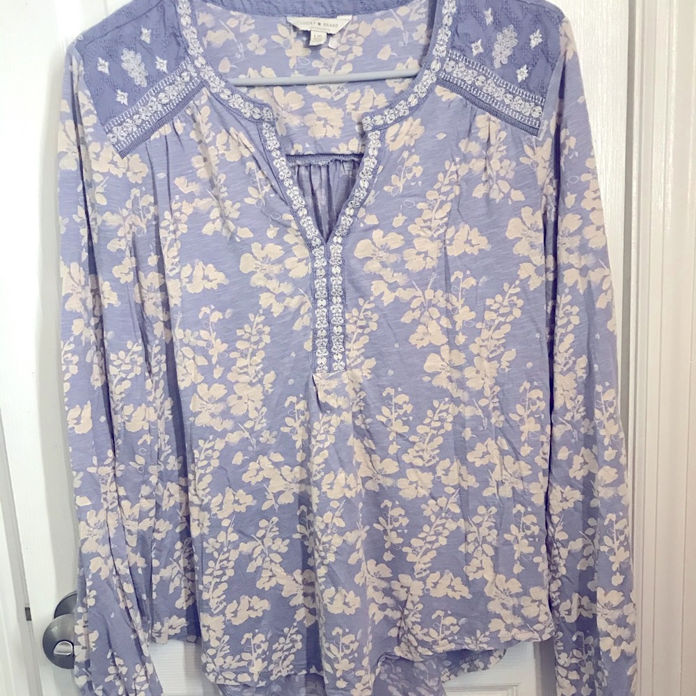 Lucky Brand long-sleeve flower pattern top